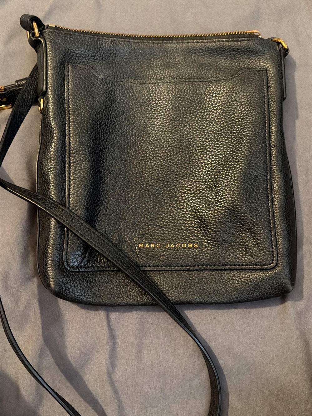 Marc Jacobs Black Pebbled Leather Crossbody Messenger